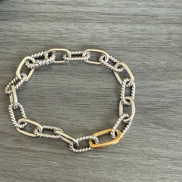 Elegant Silver and Gold Tone Chain Bracelet - Picture 1 of 10